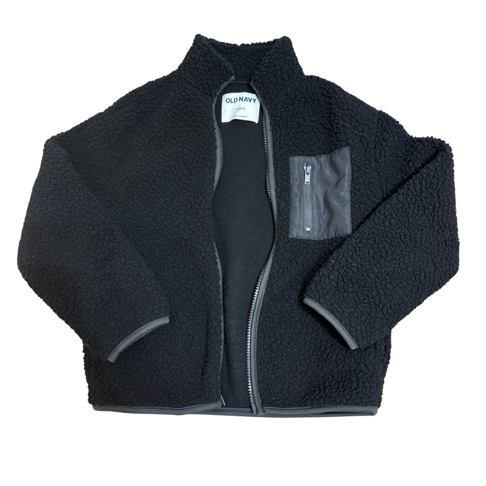 Old Navy Kids Black Sherpa Jacket - size youth small 6/7